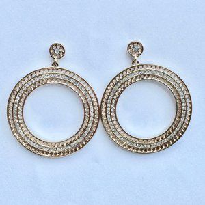 Gold & Crystal Creole Hoop Earrings